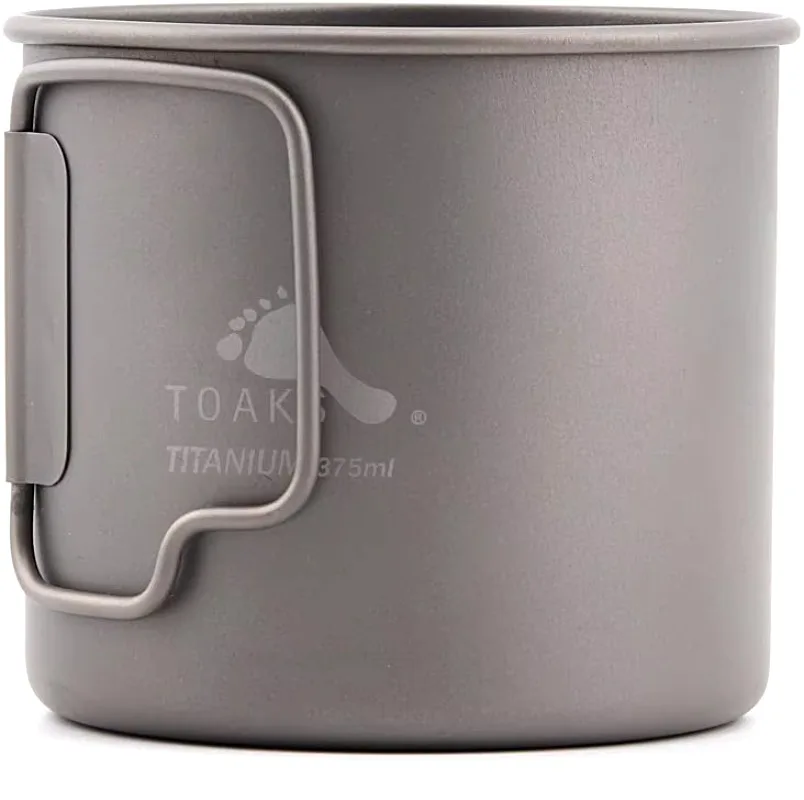 TOAKS Titanium 375ml Cup, Ultralight Outdoor Camping Mug Foldable Handle Tablewaret without Lid CUP-375 6