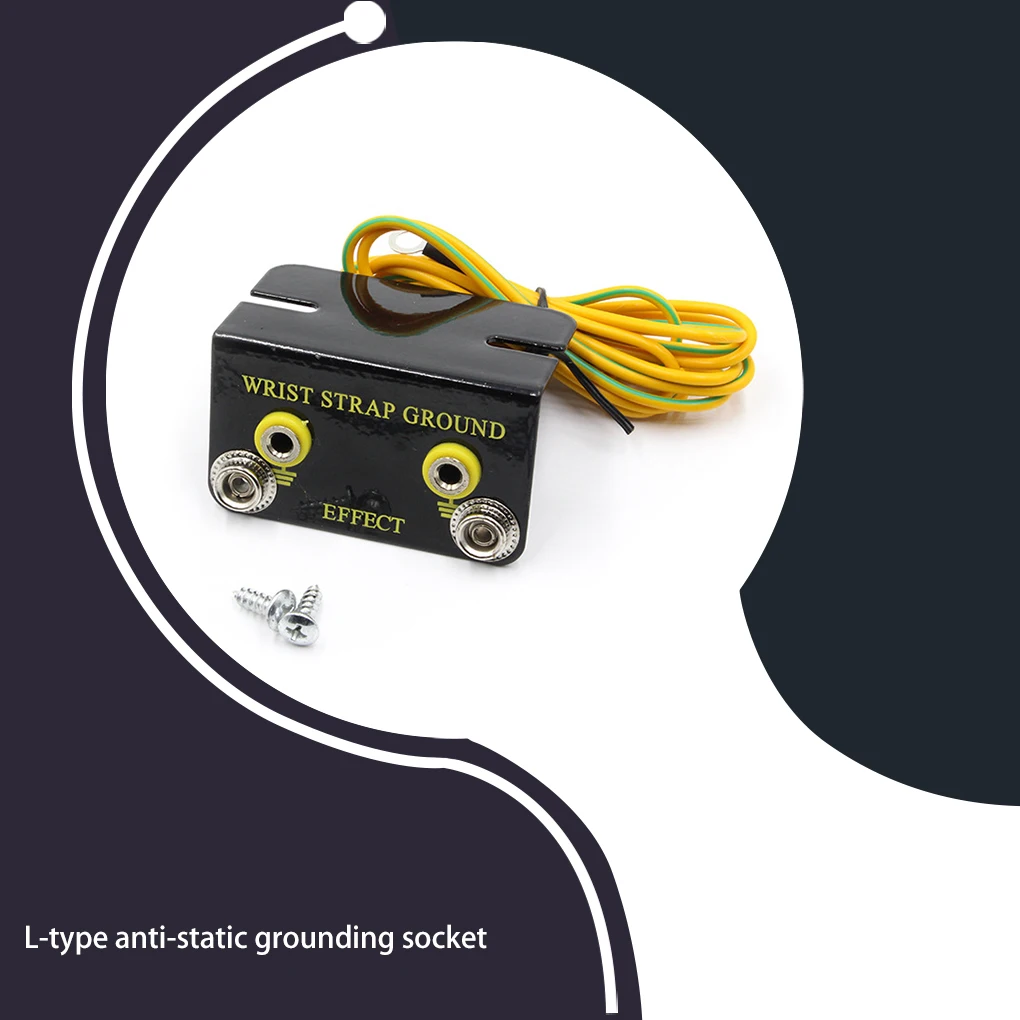 5pcs Ground Socket Discharge Cables Electronics Repair Work Tools L-Shaped Sockets Anti-Static Wrist Strap Armband image 6