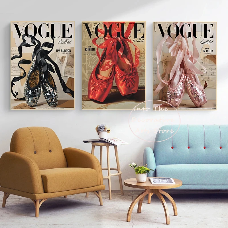 Poster Moderni di Moda con Ballerine e Tacchi Alti Rossi, Stampe Classiche su Tela, Quadri da Parete per Soggiorno e Arredamento Casa - immagine 2