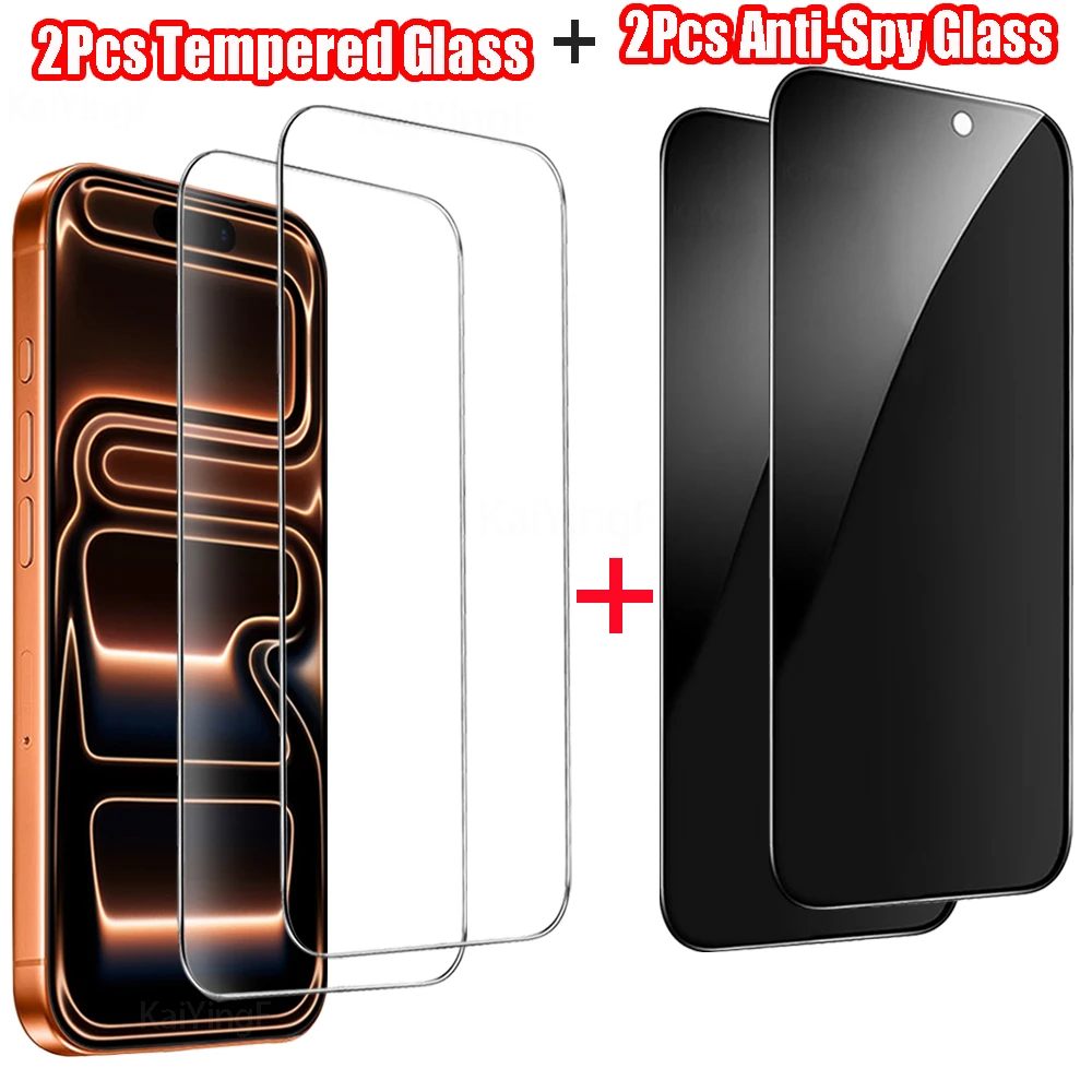 Premium 4-Pack HD Anti-Spy Screen Protector Tempered Glass Film