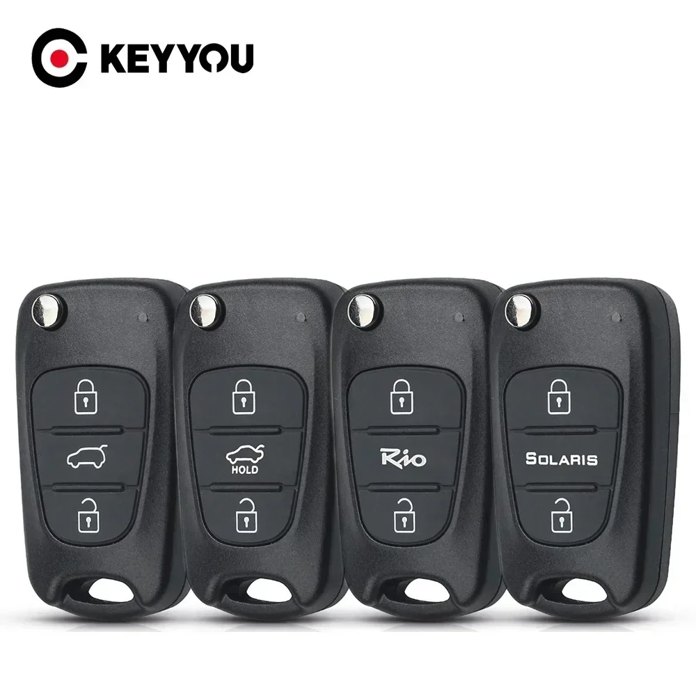 KEYYOU NEW For Kia K2 K5 Rio 3 Picanto Ceed Cerato Sportage For Hyundai 1Pcs Remote Car Key Shell Flip Folding Key Case