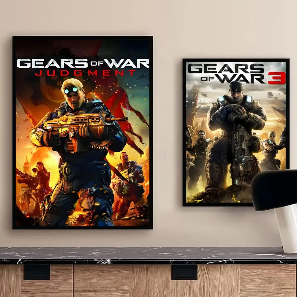 멋진 비디오 게임 G-Gears Of War 그림 서예 홈 침실 방수 캔버스 포스터 프레임 없는 벽 예술 인쇄 장식