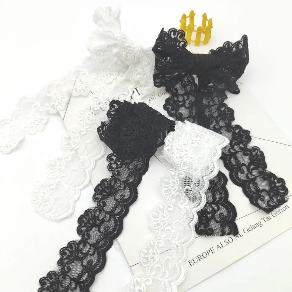 Accorios De Costura De Tela Con Borde De Encaje Blanco Y Negro, Decoracion DIY, Adorno De Encaje Decorativo Bordado, 1 Metro - AliExprs