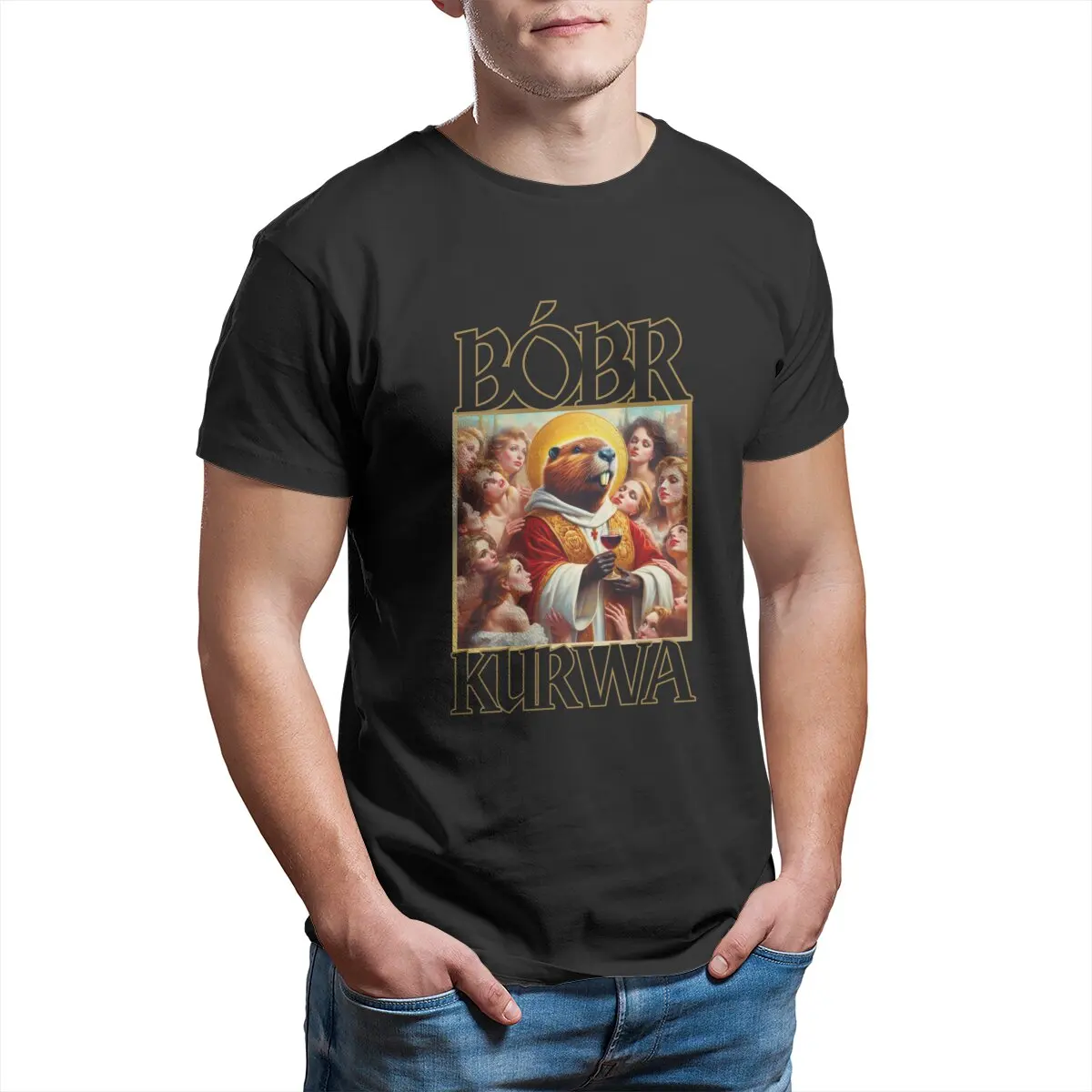 

Ladies Love Saint Bóbr Kurwa the Beaver Funny beaver meme animal Unisex T-Shirt for Men 100% Cotton Humor Tee Clothing Adult