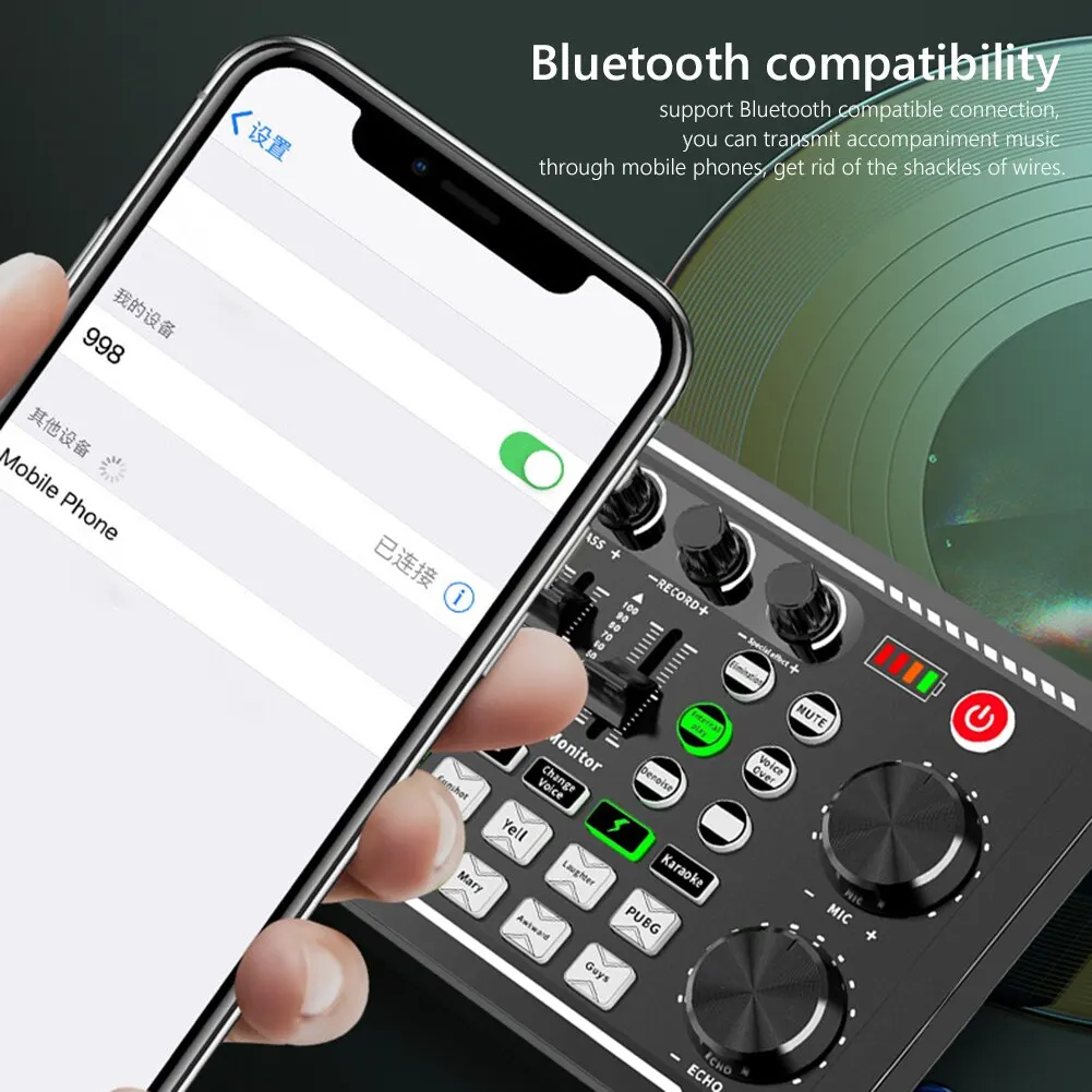 F998 Audio Mixer Professional Bluetooth-Compatible Studio Record For Phone PC Audio Mixing Console Amplifier Live Music Mixer