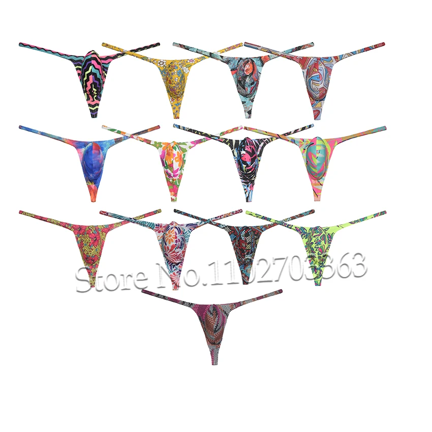 Mens Bodybuilding Enhanceing Pouch G-String Perizoma Intimo In Posa Mankini Tangas Print Beachwear Costume Da Bagno