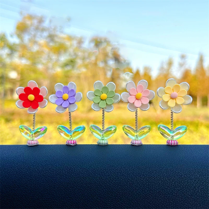 Multipack mit 5 bezaubernden Gänseblümchen-Schüttelkopf-Autodekorationen – perfekt für Auto und Inneneinrichtung. – Detail 7