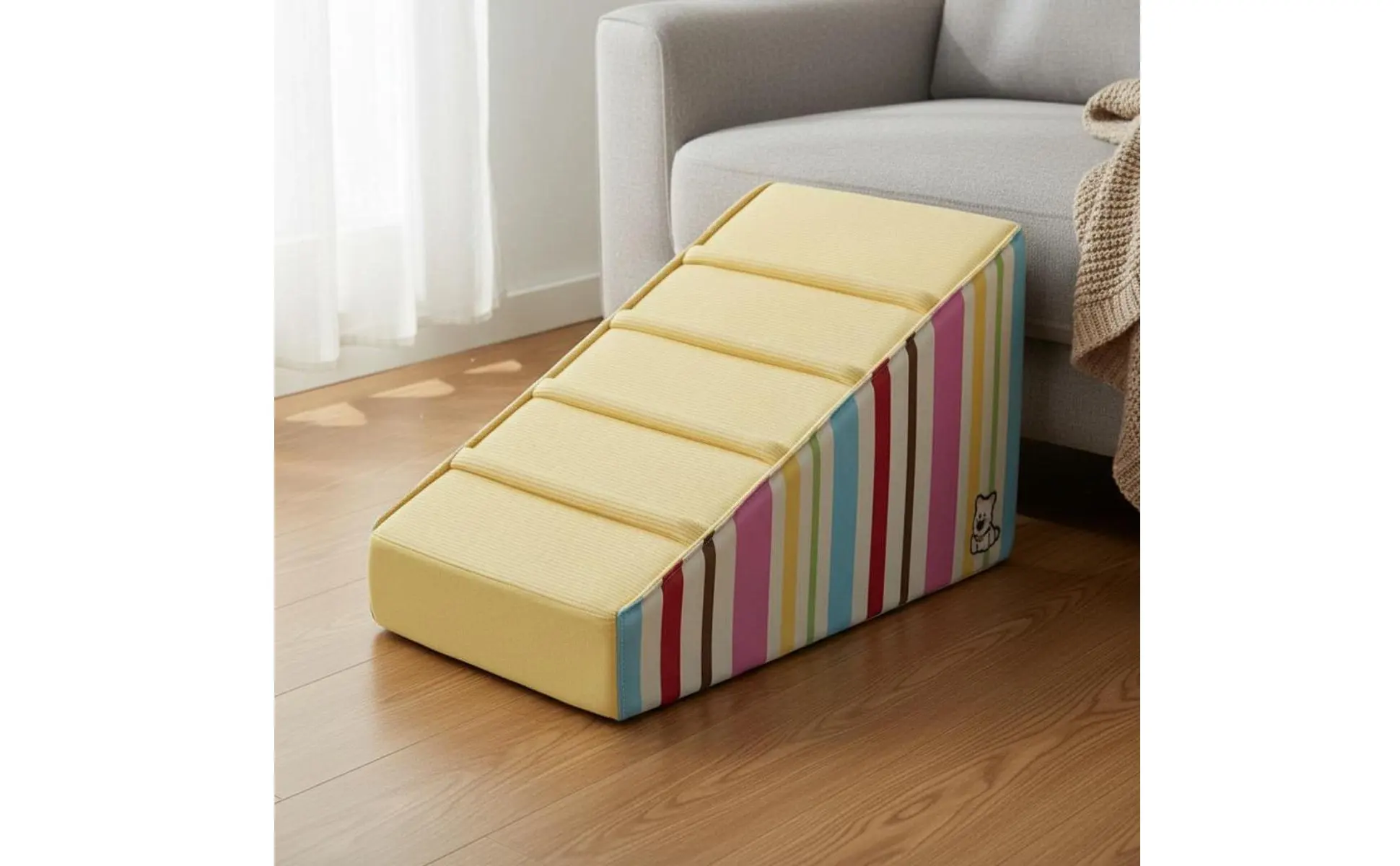 Dog Stairs Non-Slip Bottom High Bed Dog Stairs Pet Ramp Gentle Incline Cat Climbing Ramp Paw-Protective for Felines, Couch