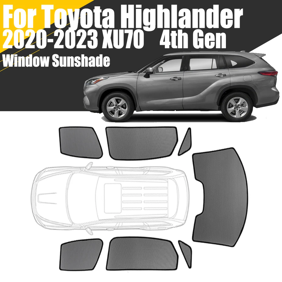 

Custom Magnetic Car Window Sunshade For Toyota Highlander XU70 2020-2023 4th Gen SUV Curtain Mesh Front Windshield Frame Curtain