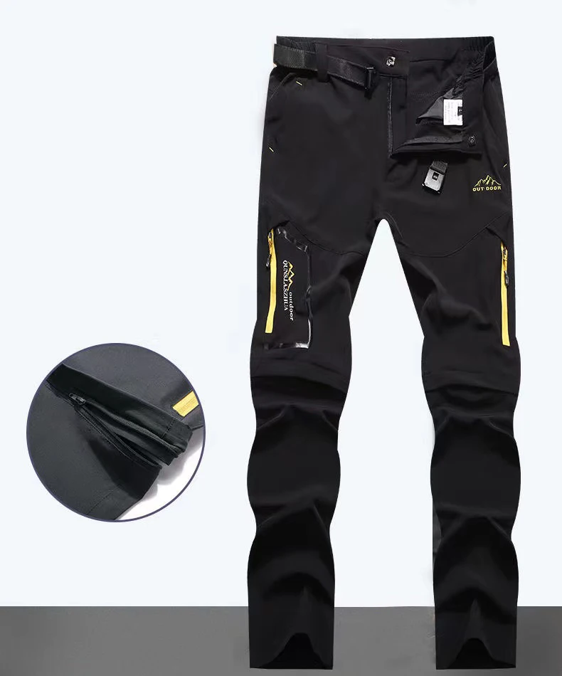Men Fishing Pants Men Hiking Pants Summer Men Elastic Thin Pants SoftShell Outdoor Waterproof Camping Trekking Hiking Fishing Cycling Climbing Detachable Trousers