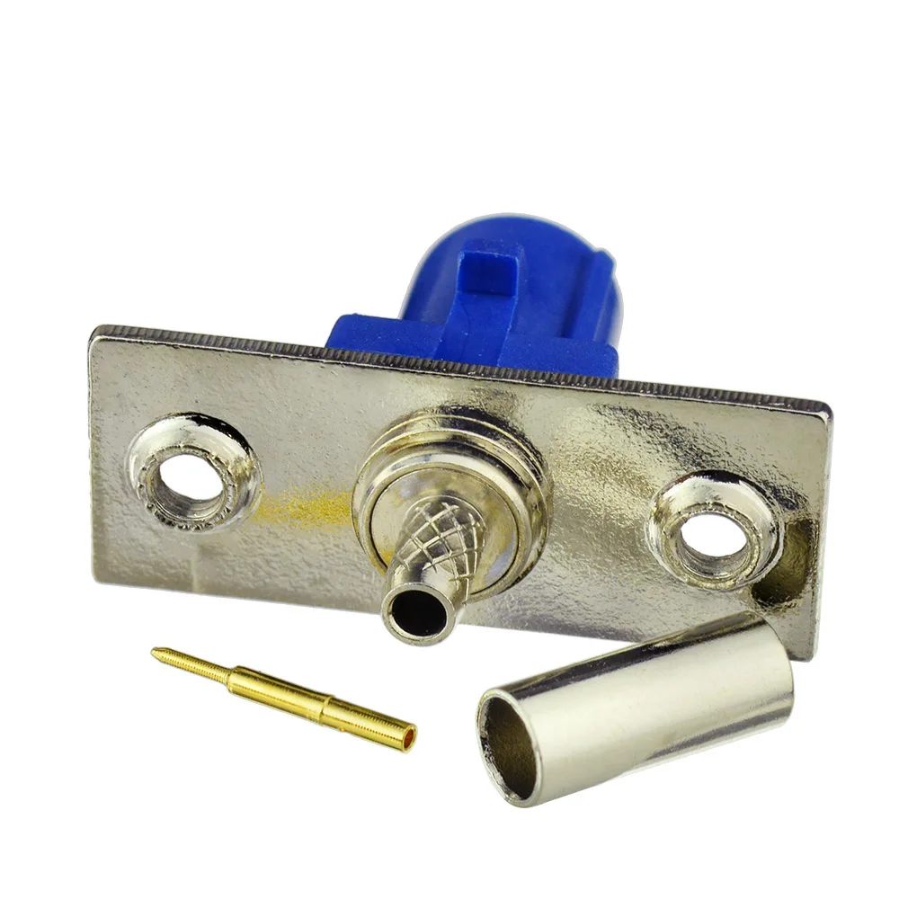 Conector de Panel de 2 orificios Superbat Fakra C Azul macho para GPS telemática/navegación para Cable RG316,RG174,KSR100