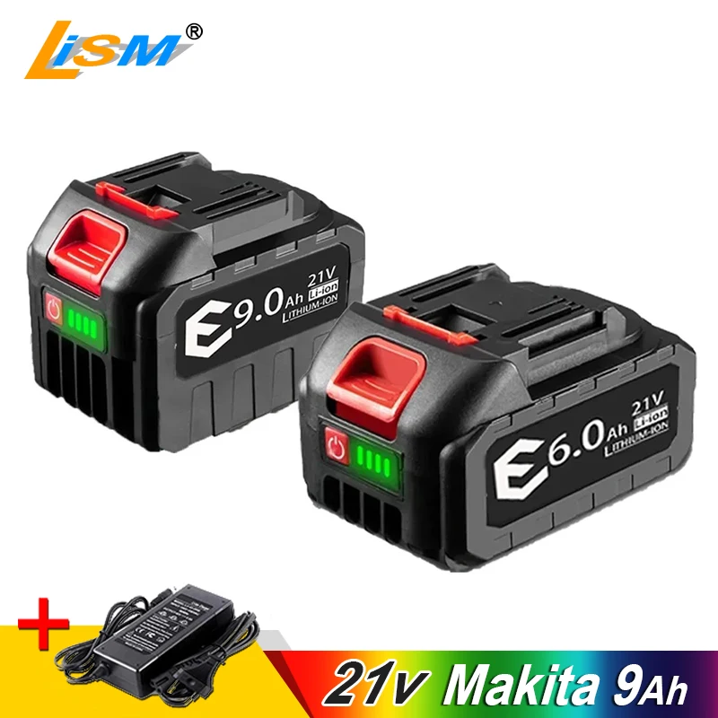 For Makita 21V 18650 Lithium Rechargeable Batteries 6AH 9Ah High-current High Discharge 21 Volt Replace Battery Screwdri