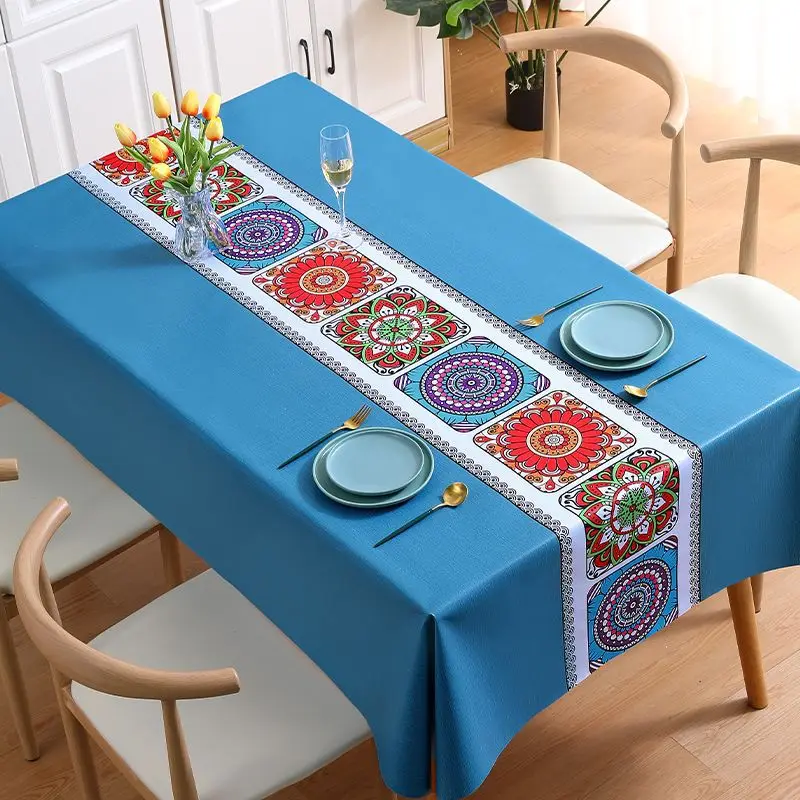 

Nordic Ethnic Style PVC Tablecloth Waterproof, Oil Resistant, and Scald Resistant Rectangular Ins Style Tea Table Cloth