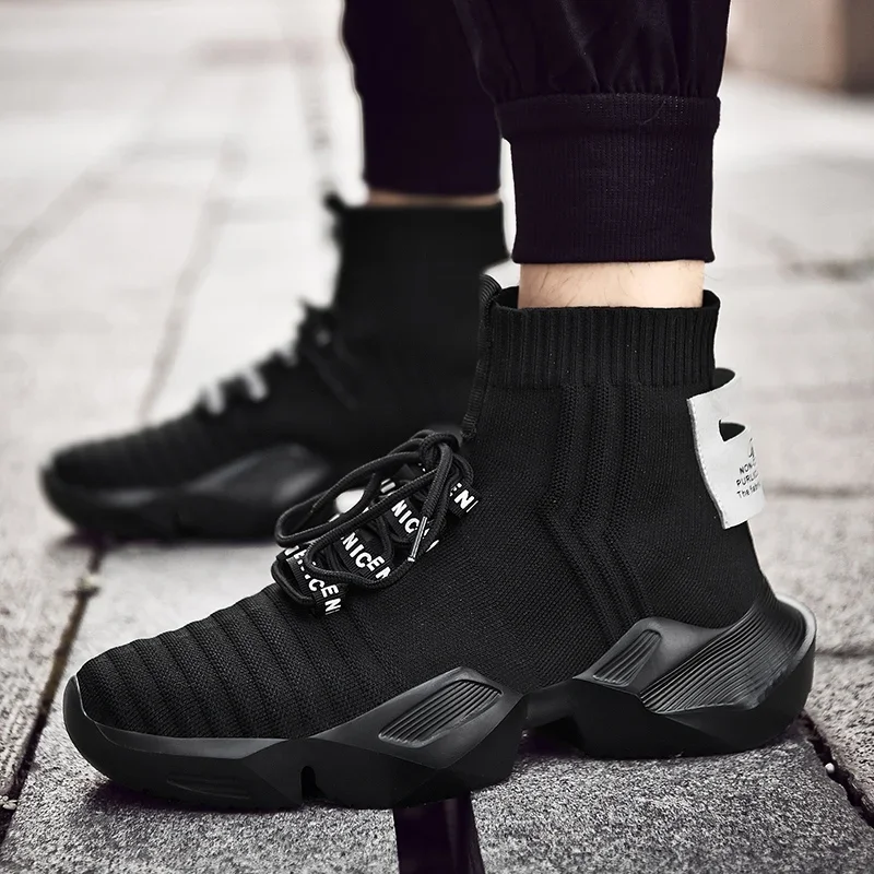 Socks Sneakers Men Knit Upper Breathable Sport Shoes Sock Boots Mans Shoes High Top Running Shoes for Men Zapatillas De Deporte 6
