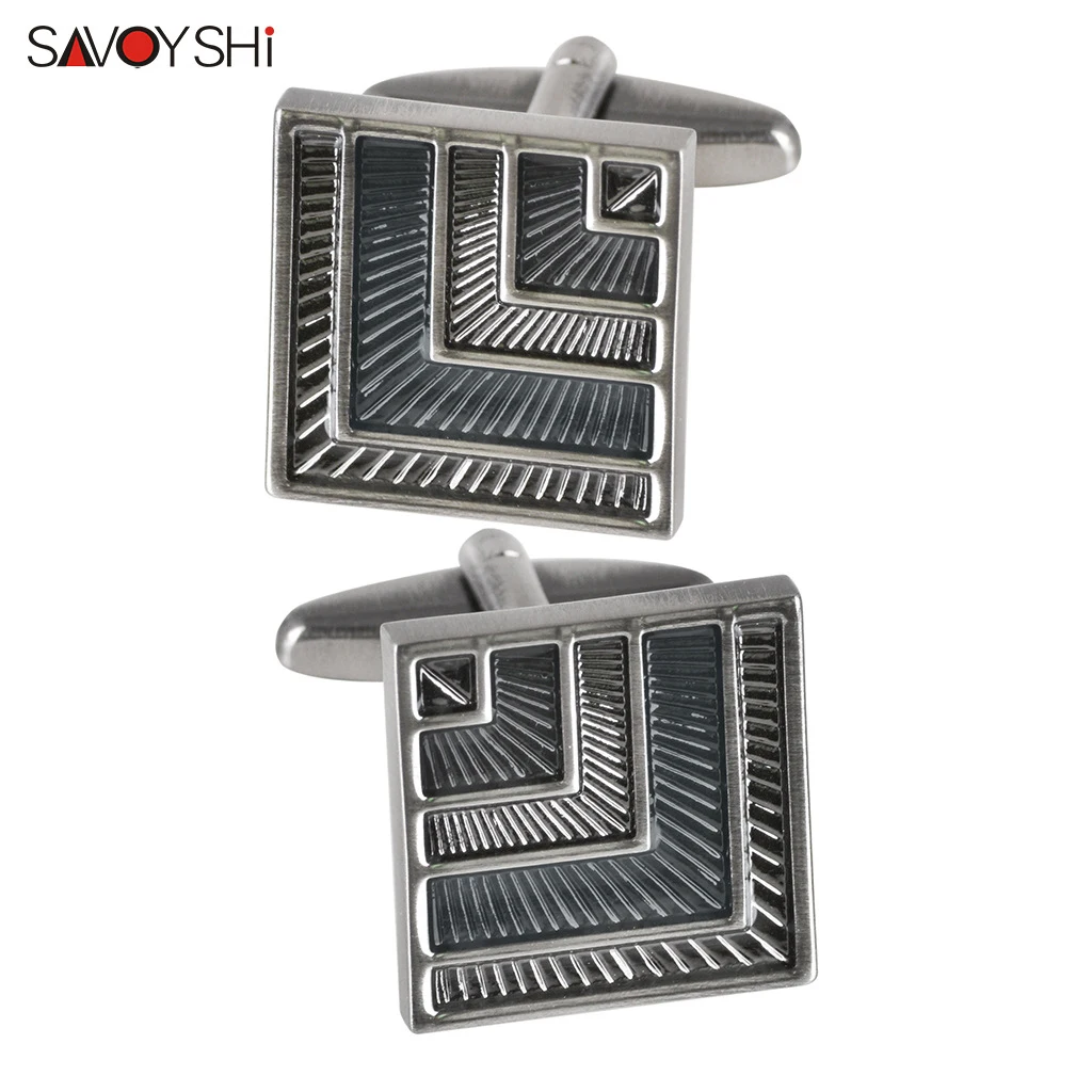 

SAVOSHI Classic Ancient Silver Cufflinks For Mens French Shirt Square Cuff Buttons Business Jewelry