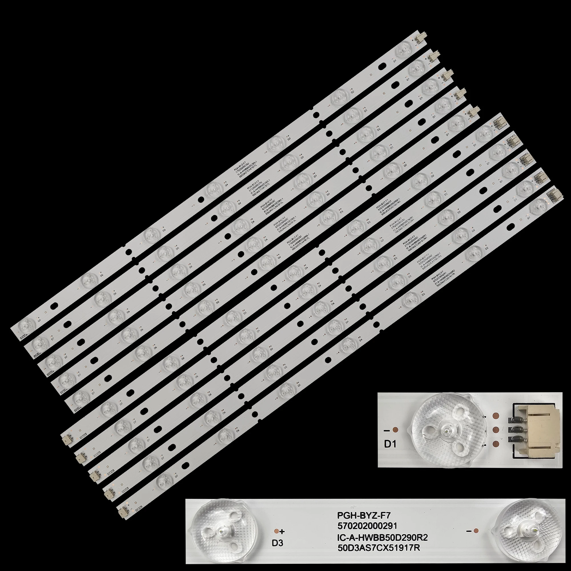 Tiras de Retroiluminação Led para D50lw7100 Vios 50 Tv50led1301 Ic-a-hwbb50d290l1 Ic-a-hwbb50d290r1 Ic-a-hwbb50d290r2 1:5 Kit