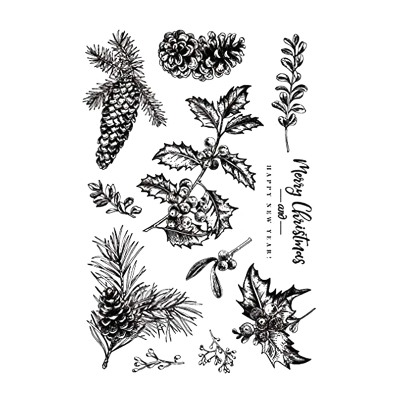 Christmas Pine Cones Silicone Clear Seal Stamp DIY Scrapbooking Embossing Photo K92A