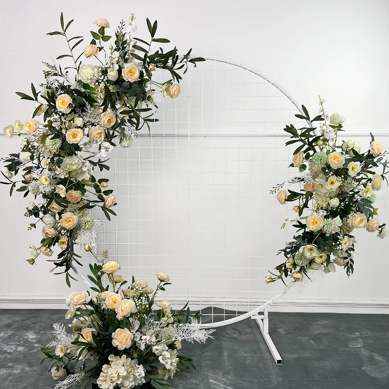 

Wedding Props Artificial Crescent Flower Row Arrangement Table Flower Ball Finished T stage Road Lead Decor FloralWedding Arch