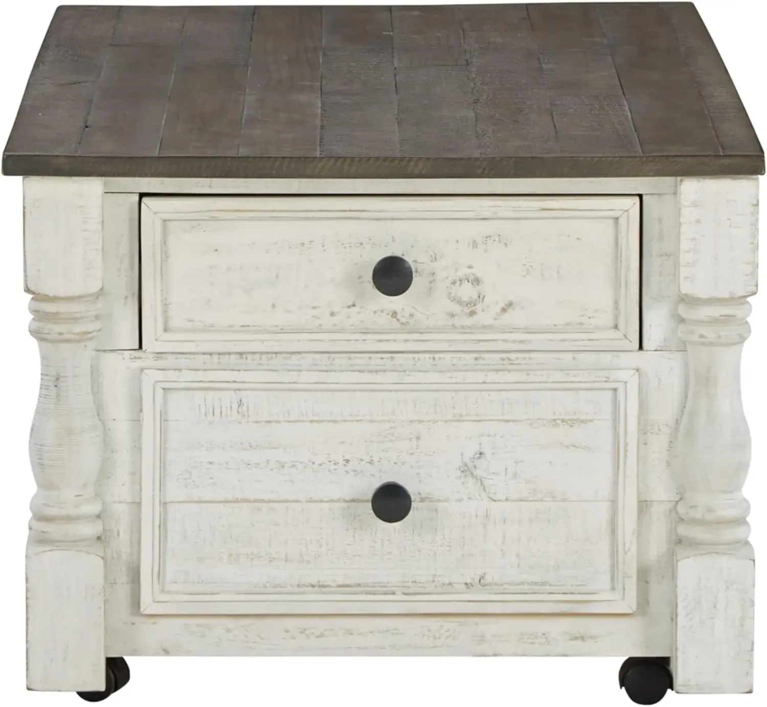 Havalance Farmhouse Lift Top Coffee Table with 4 Storage Drawers and Small Storage Tray, Whitewash