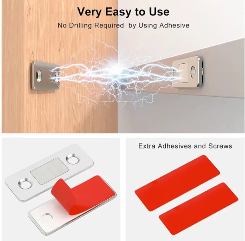 Strong Magnetic Cabinet Catches Ultra Thin Door Stops Magnets Invisible Adhesive Drawer Magnet Catch Cupboard Closet Closer Lock