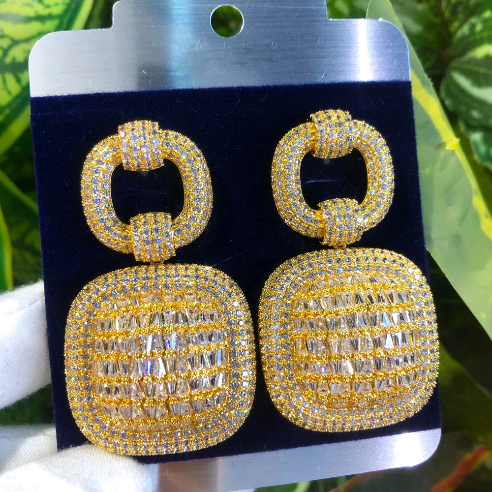 

GODKI Classic Big Square Indian Drop Earrings For Women Wedding Party Cubic Zircon Dubai Bridal Jewelry boucle d'oreille 2024