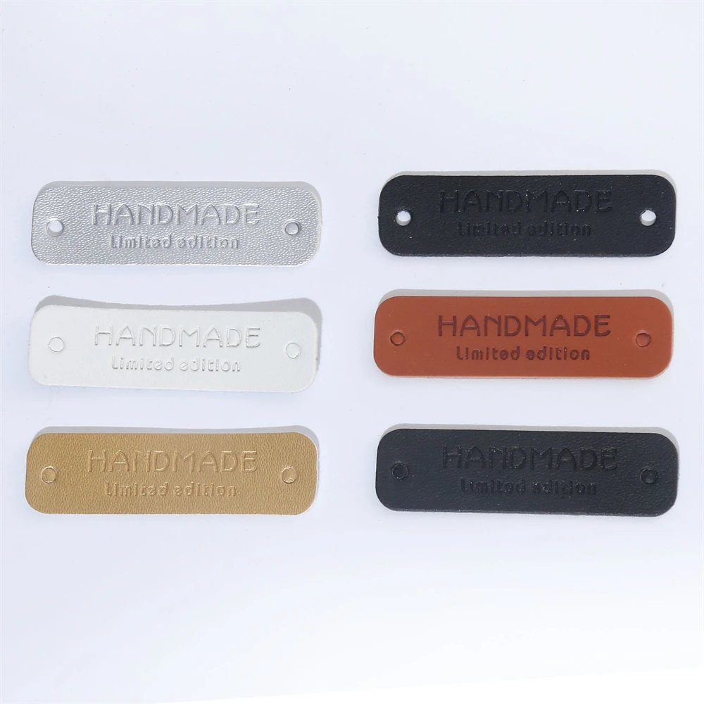 Description Picture 2 of item50PCS Handmade Garment Tags Label PU Leather Labels for Jeans Bags Shoes DIY Crafts Making Supplies Clothes Tags Labels