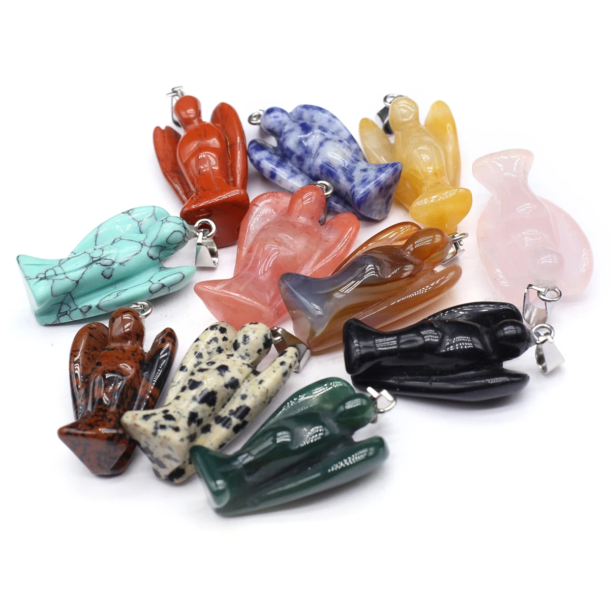 5PCS Natural Stone Random Blue Turquoise Sodalite Angel shaped Pendant 42x21mm Jewelry Making DIY Necklace Accessories Gift