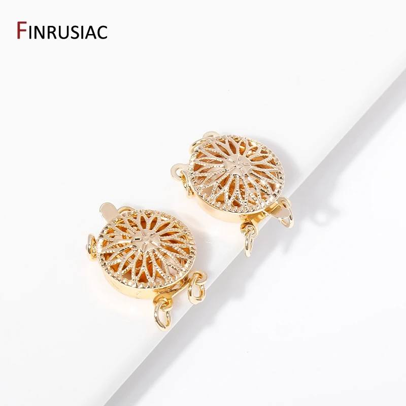 14K 금도금 황동 멀티 스트랜드 레이어링 걸쇠, 꽃 팔찌 목걸이 커넥터 걸쇠, DIY 쥬얼리 제작 액세서리