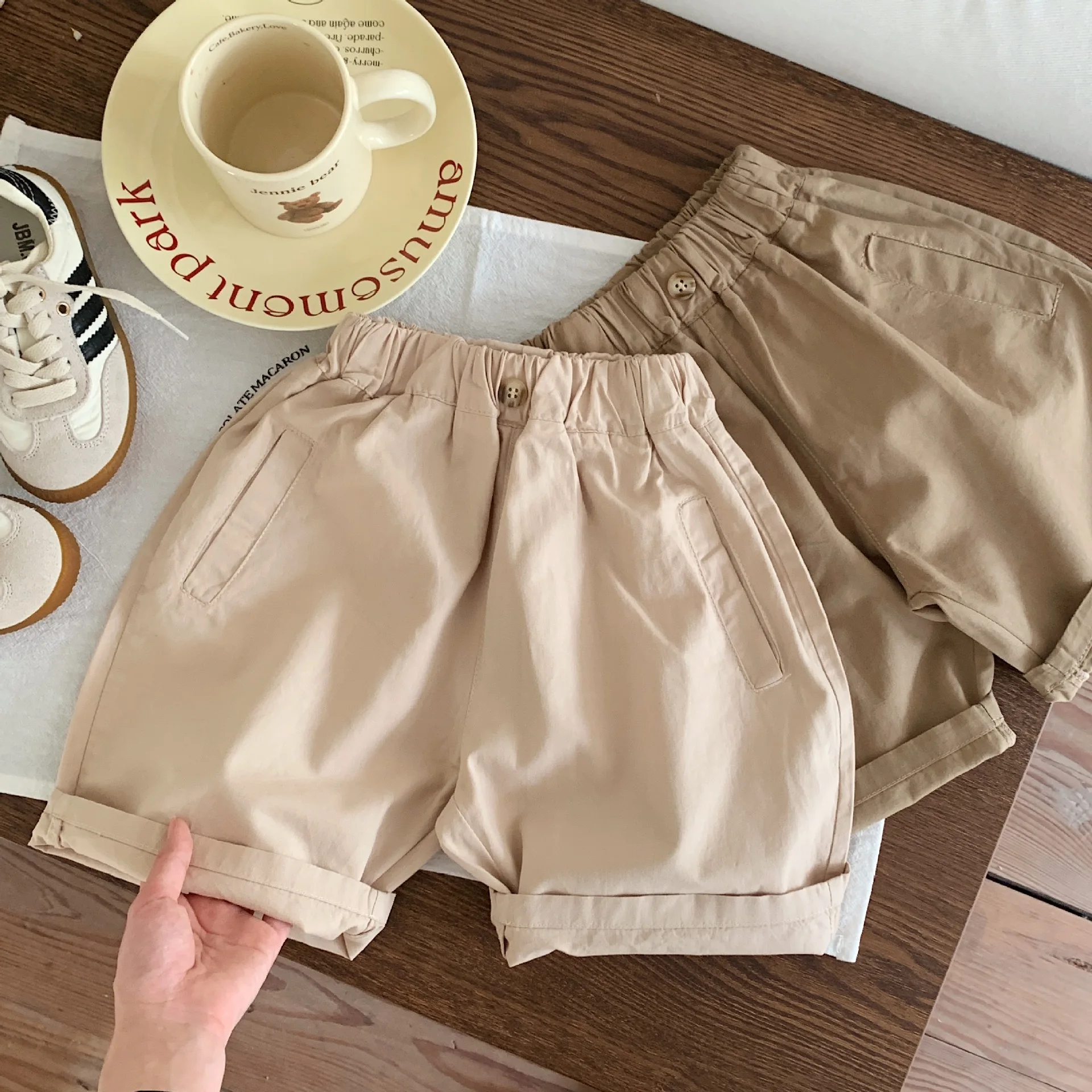 

Детская одежда, повседневные штаны для малышей, летние однотонные брюки-карго, Капри 2023, милые шорты