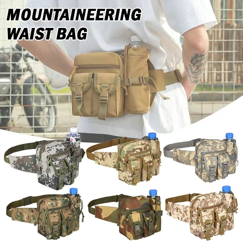 Cycling Tactical Bag Waist Belt Bag Water Bottle Phone Pouch Traveling Bag Outdoor Multi-Functional Waist Pack Tool Satchel