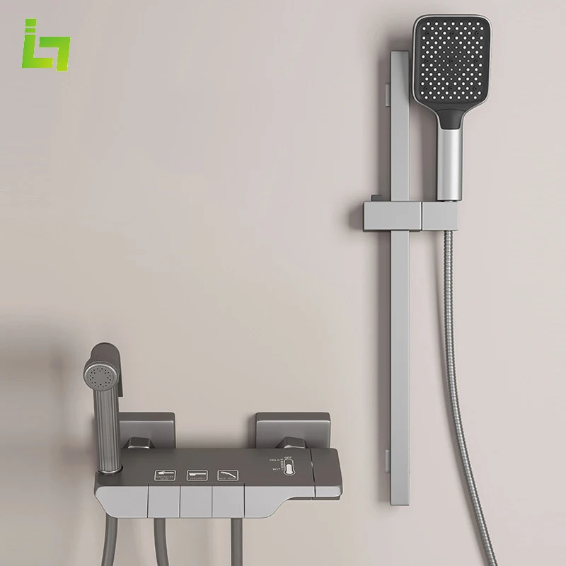 ก๊อกน้ําอ่างอาบน้ําติดผนังอเนกประสงค์ทองเหลืองปรับความสูงได้ติดตั้งง่ายห้องน้ํา Shower TAP 1