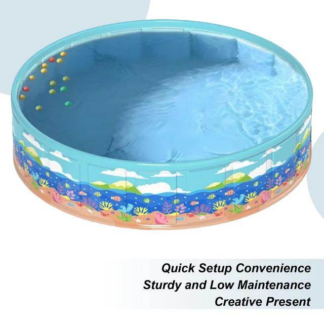Wading Pool For Kids PVC Foldable Wading Pool Non-Inflatable For Child Save Space Design Bathing Tub Anti-Slip For Water Party 1