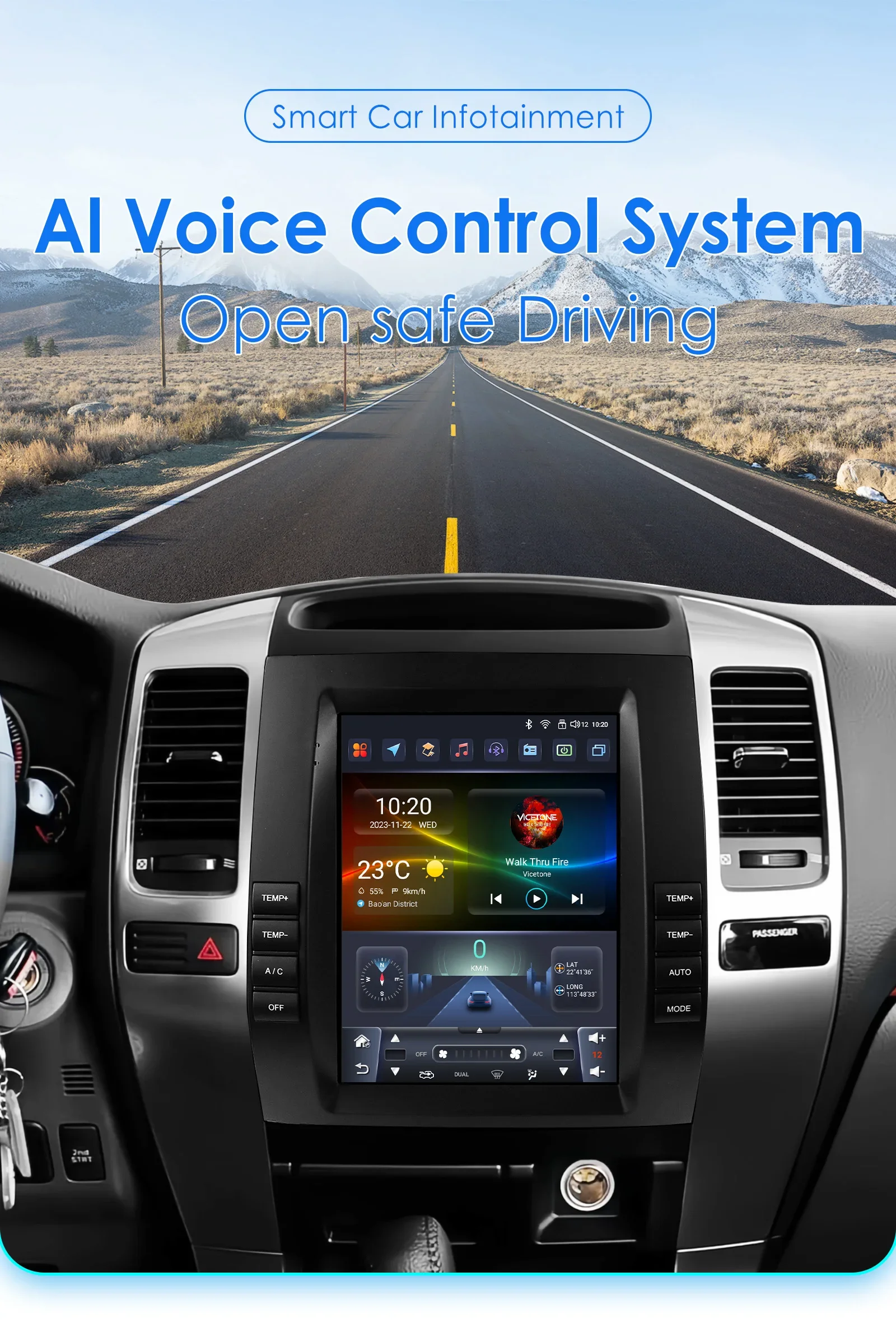 9.7"7862 Android 13 Auto Car radio For Toyota Land Cruiser Prado 120 for Lexus GX470 Multimedia player GPS Stereo 2din BT Screen