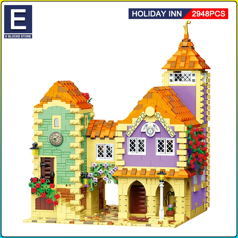 

2948pcs Creative Holiday Inn Modular City Architecture Building Blocks Bricks Model MOC Street View Sets Kids Toys Boys Gifts