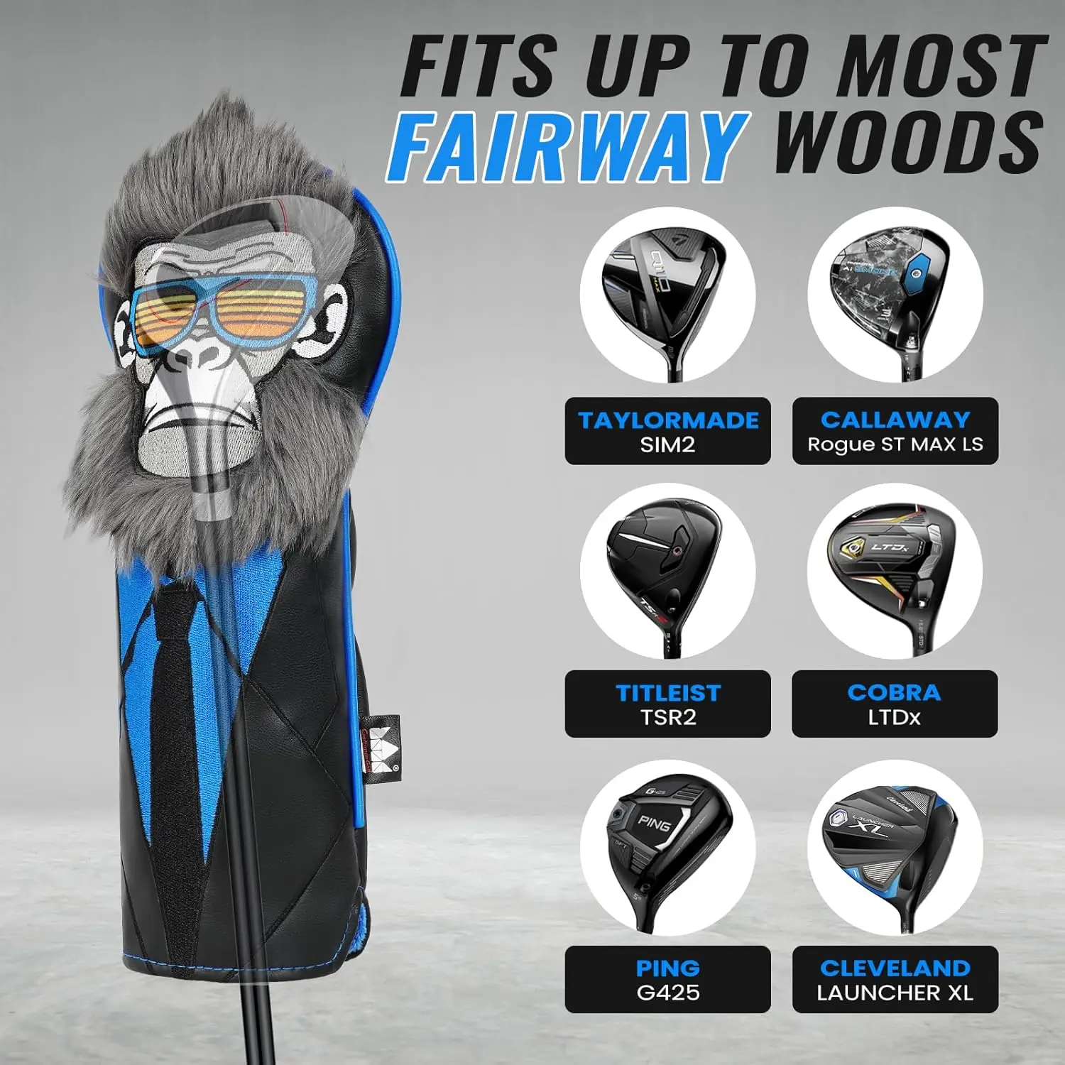 Back view of golf head cover