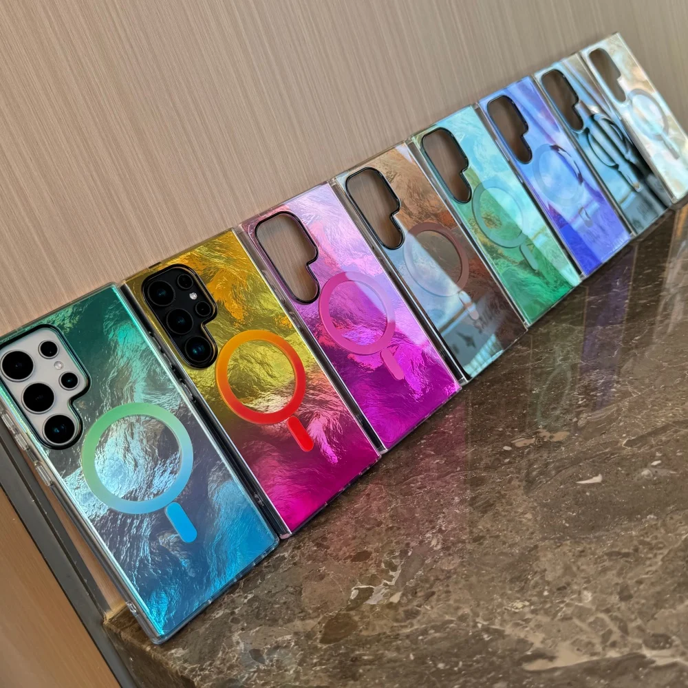 Gradient Colorful Glossy Glacier Texture Wireless Charging Cover