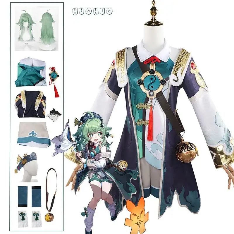 

Huohuo Cosplay Costume Wig Game Honkai: Star Rail Dress Uniform Ghost Fox Hat Tail Shoe Outfit Xianzhou Luofu Halloween Carnival