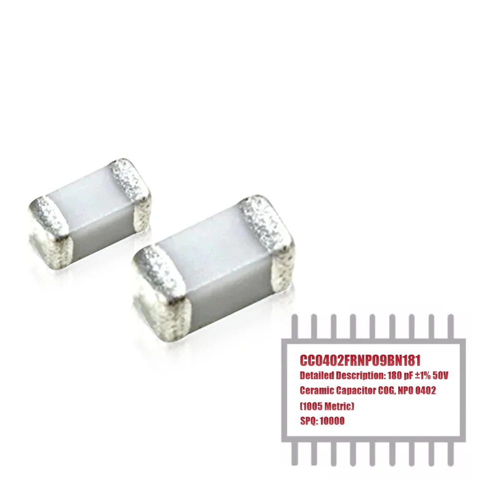 My Group 10000 Pz Cc0402Frnpo9Bn181 180 Pf ± 1% 50V Condensatore Ceramico C0G, Np0 0402 (1005 Metrico) In Magazzino