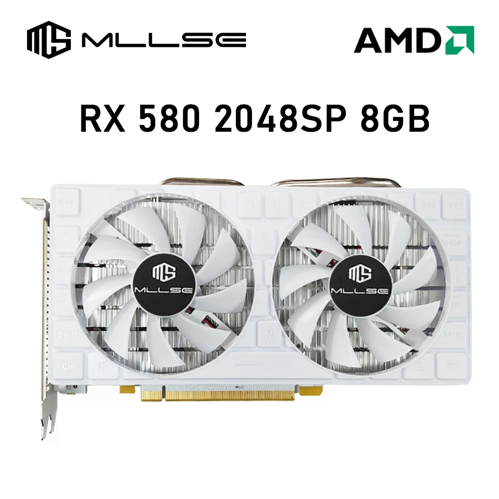 Placa Gráfica para Jogos Mllse Amd Radeon rx 580 8gb Gddr5 256 Bits Pci Express 3.0 × 16 Desktop Gpu 6pin