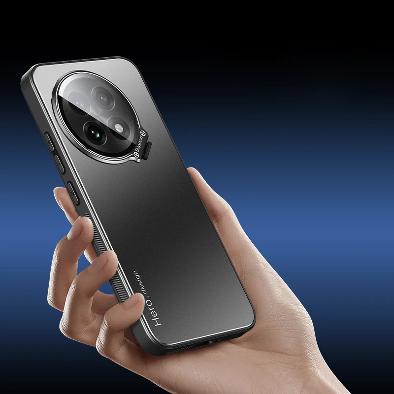 Premium Shockproof Matte Kickstand Case with Metal Lens Camera Holder