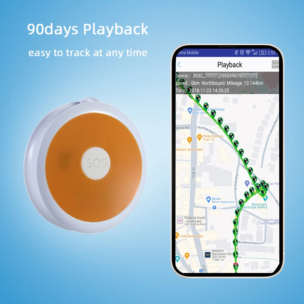4G GPS Pendant SOS Locator Tracki GPS Tracker for Child, Elderly, Vehicles Tracking Device 90days Playback Small Portable