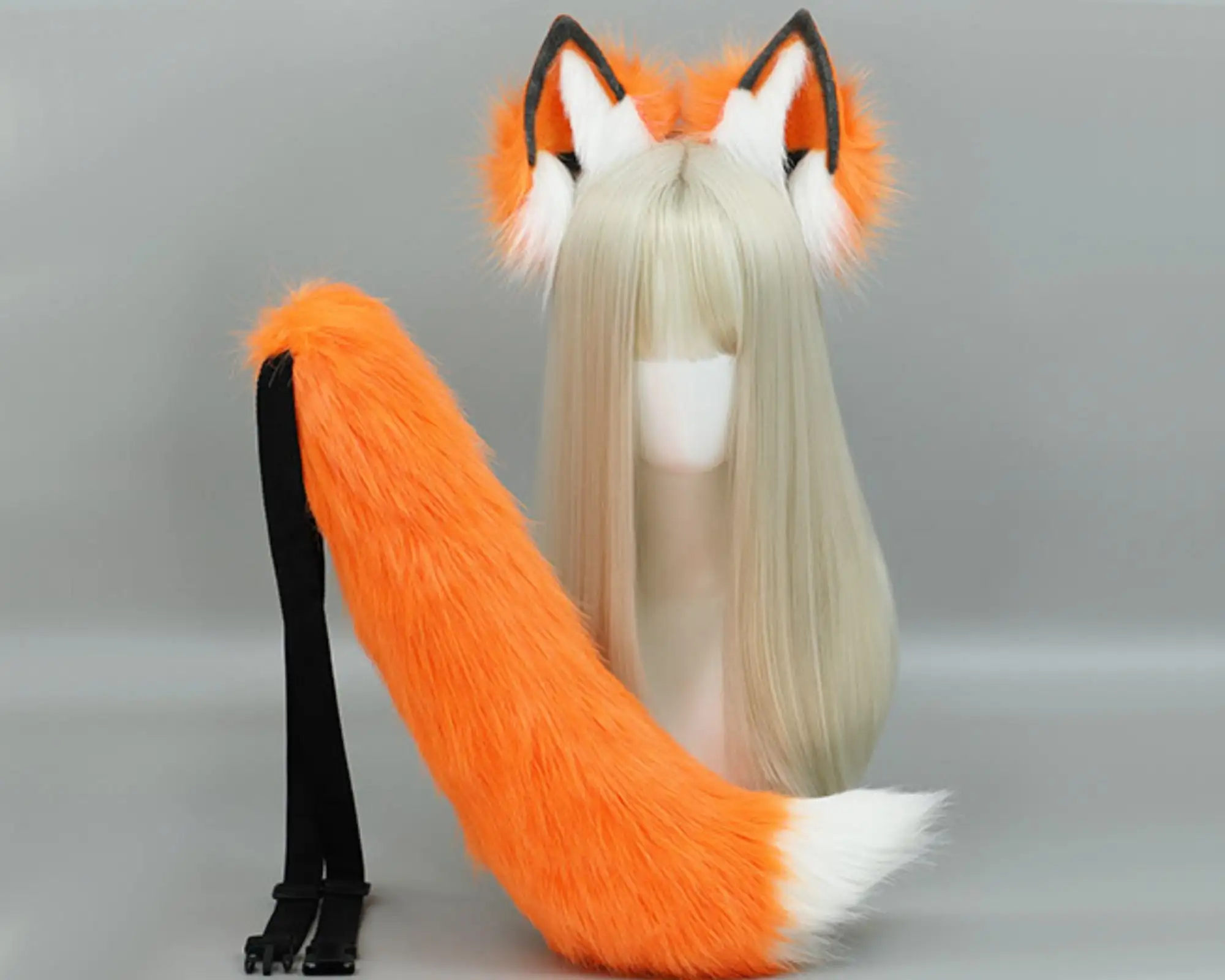 Fox ears Cosplay anime headdress, cat ears headband, kitten ears, anime ears, role play, Halloween, orange fox and tail