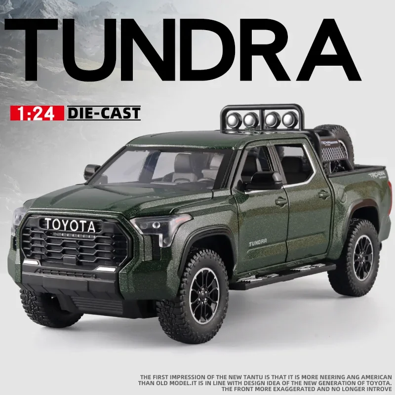 

Модель автомобиля Toyota Tundra SUV в масштабе 1:24, литая миниатюрная Металлическая машинка, внедорожник, Коллекционная модель автомобиля со звуковыми цифрами, детская игрушка для детей A591