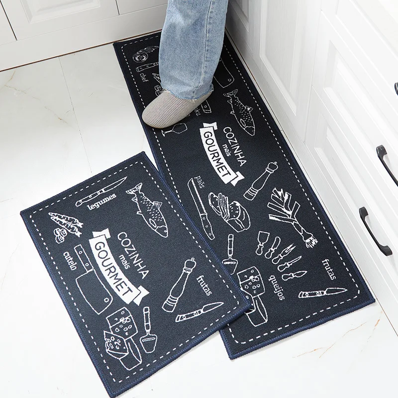 2Pcs Kitchen Mat Carpets Set Water and Oil Absorbent Cartoon Printed  Anti-skid Floor Rugs Hallway Doormat Long 40*60 40*120cm