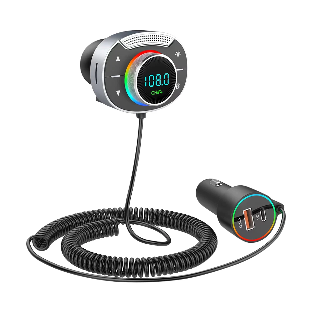 Car Bluetooth compatible 5.0 FM Transmitter PD 30W QC3.0 Fast