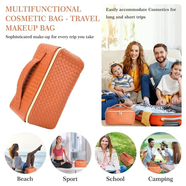 Trousse de maquillage en cuir de grande capacité pour femmes