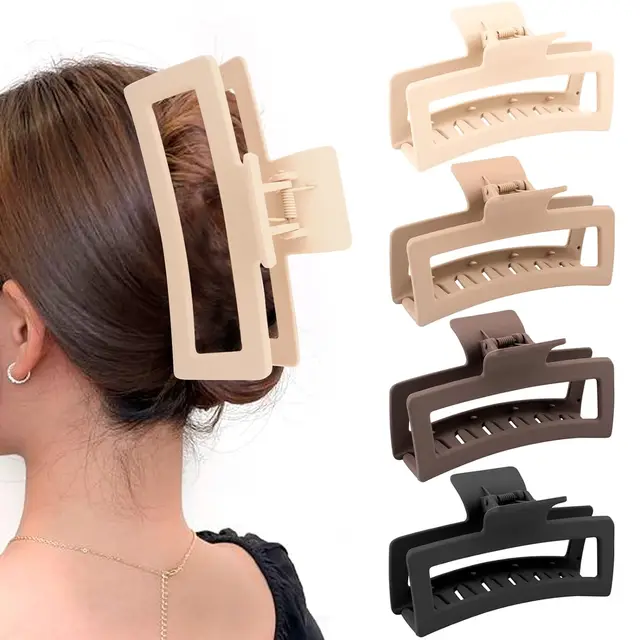 5 Inche Extra Large Claw Clips for Thick Hair and Long Hair, 4 Pack Xl Jumbo Claw clips, Oversized Matte Non-slip Rectangle Hair 1