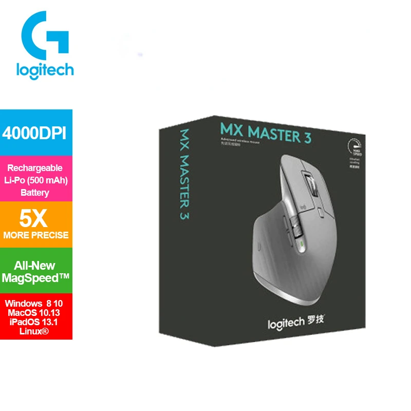 Original Logitech MX Master 3 Wireless Mouse with 4000DPI Auto Shift