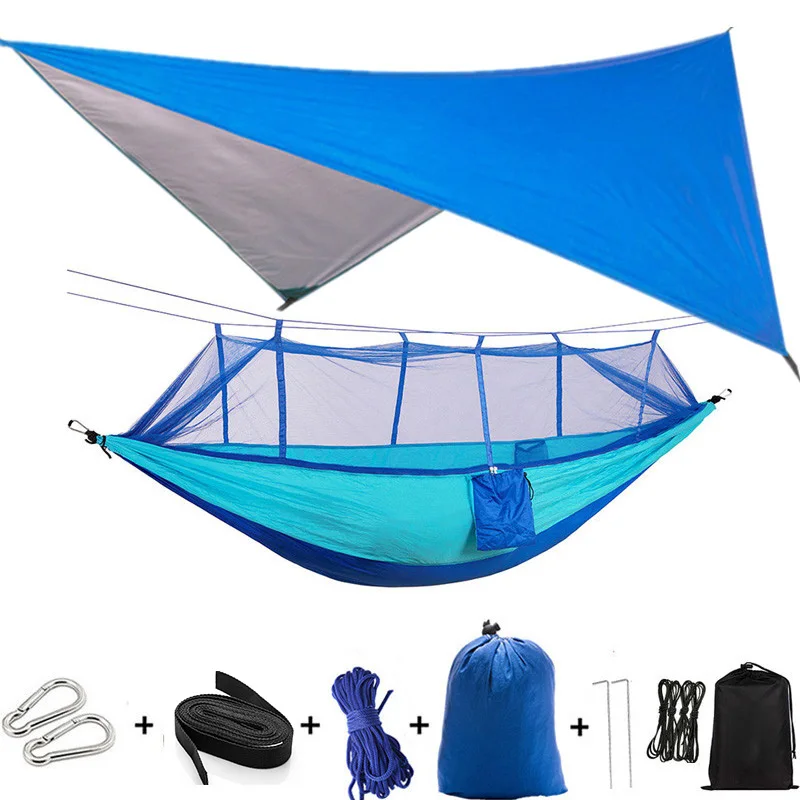 patio furniture Double Bug Net Camping Hammock Ripstop Parachute Nylon  Hammock Outdoor Hammocks Tent with Waterproof Rainfly Tarp Outdoor Furniture Outdoor Furniture