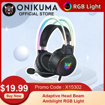 ONIKUMA X15 Pro RGB Head Beam Gaming Headphones with Mic 3.5mm Durable Stereo Surround RGB Headset Gamer for Game for PS5 Switch